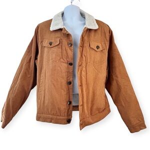 JACK SOUTH Corduroy Sherpa Lined Trucker Jacket Mens Size L Camel NWOT
